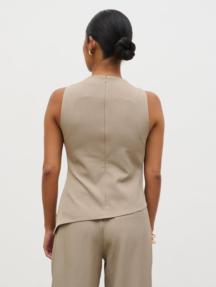 Elle Is 5'3" & Wears Size UK 6|Maeve Ruched Top - Mushroom