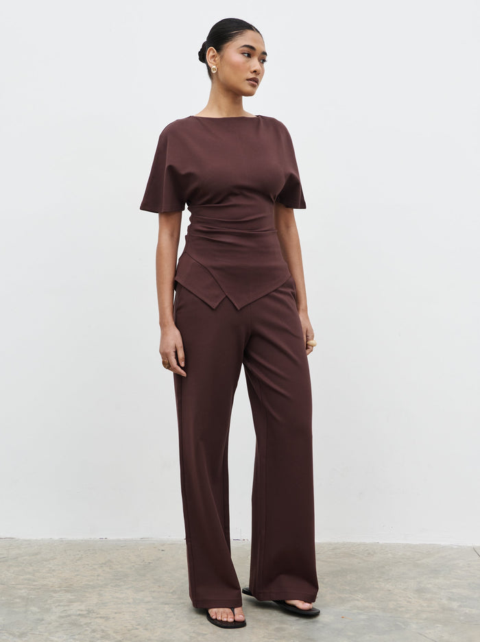Candy Is 5'6" & Wears Size UK 8|Marni Pleated Jersey Top - Brown