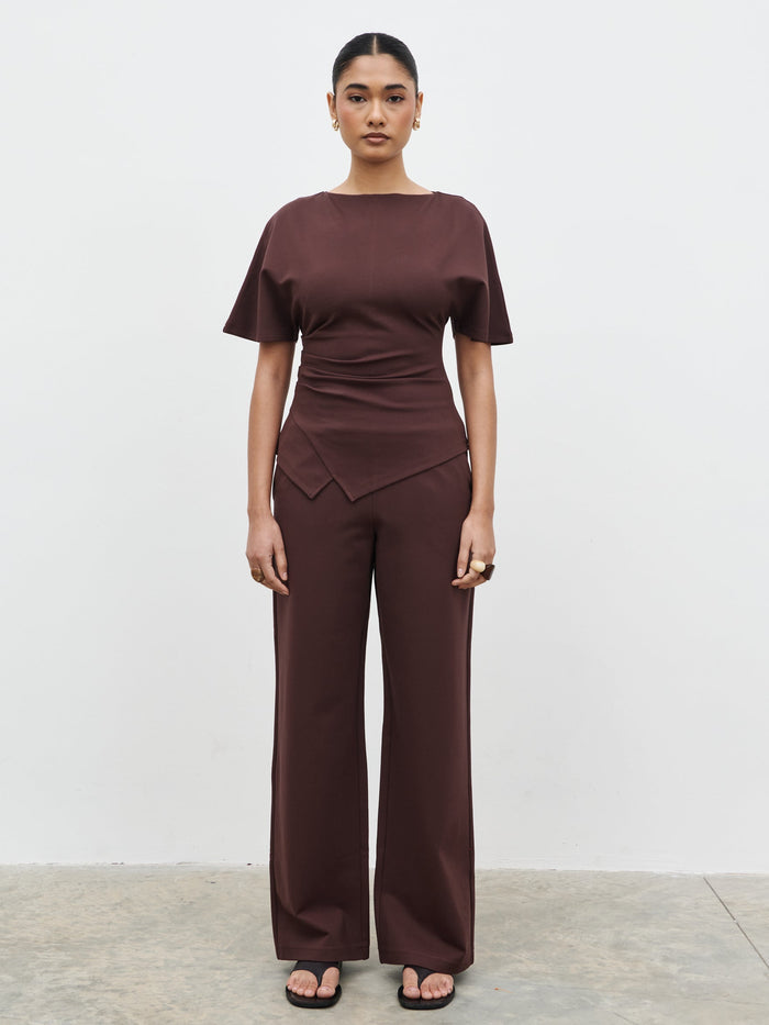 Candy Is 5'6" & Wears Size UK 8|Marni Pleated Jersey Top - Brown