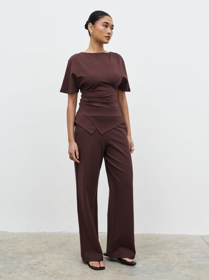 Candy Is 5'6" & Wears Size UK 8|Marni Straight Leg Jersey Trousers - Brown