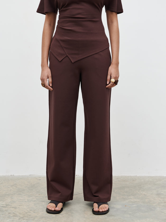 Candy Is 5'6" & Wears Size UK 8|Marni Straight Leg Jersey Trousers - Brown