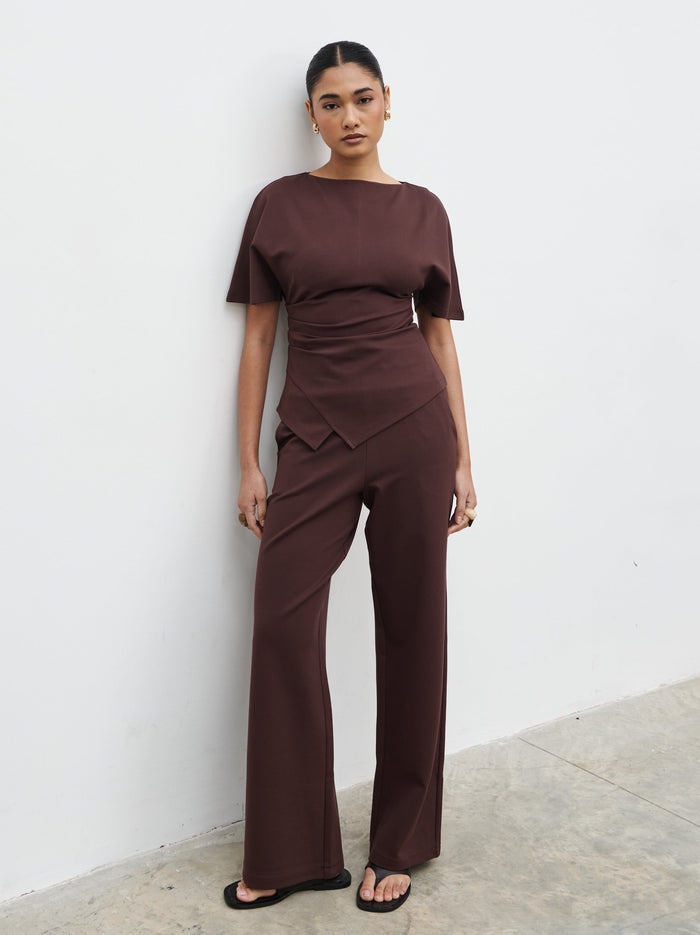 Candy Is 5'6" & Wears Size UK 8|Marni Straight Leg Jersey Trousers - Brown