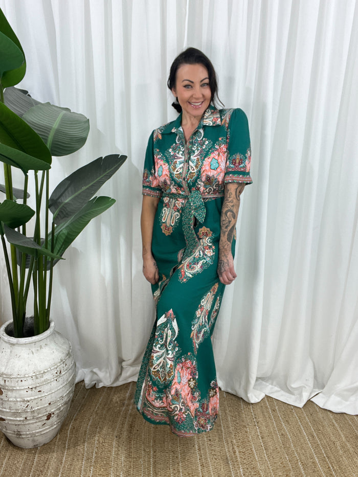 Masonelle Dress- Bottle Green