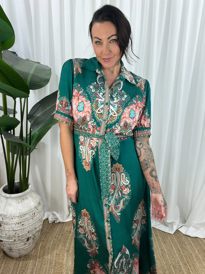 Masonelle Dress- Bottle Green