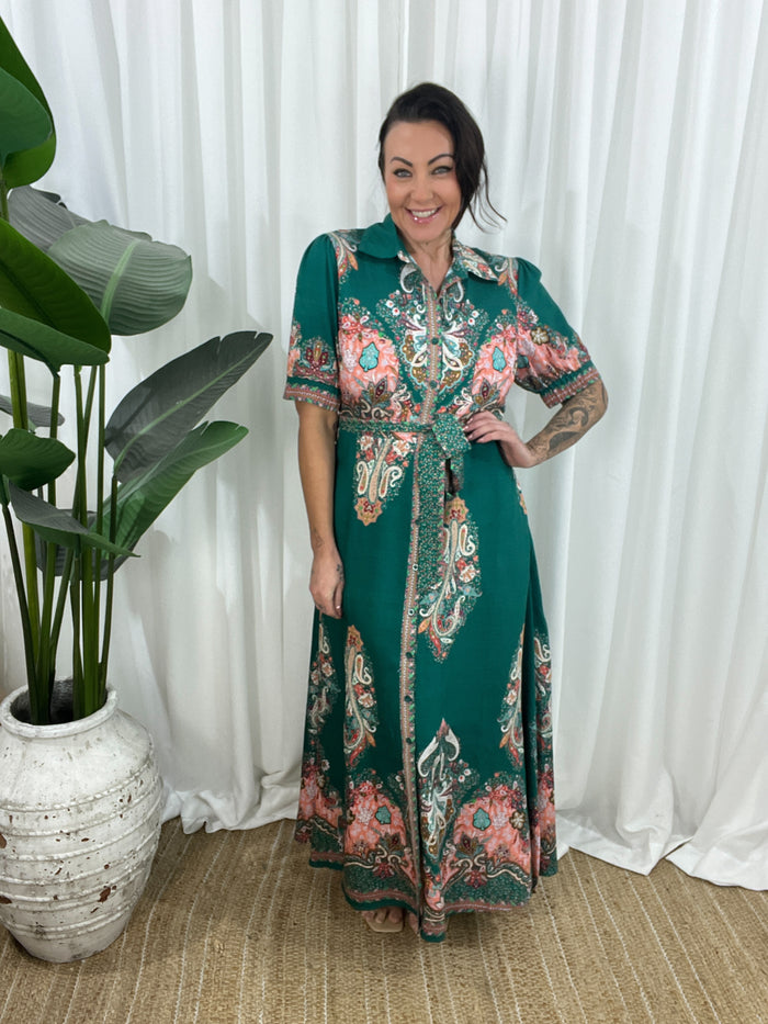 Masonelle Dress- Bottle Green