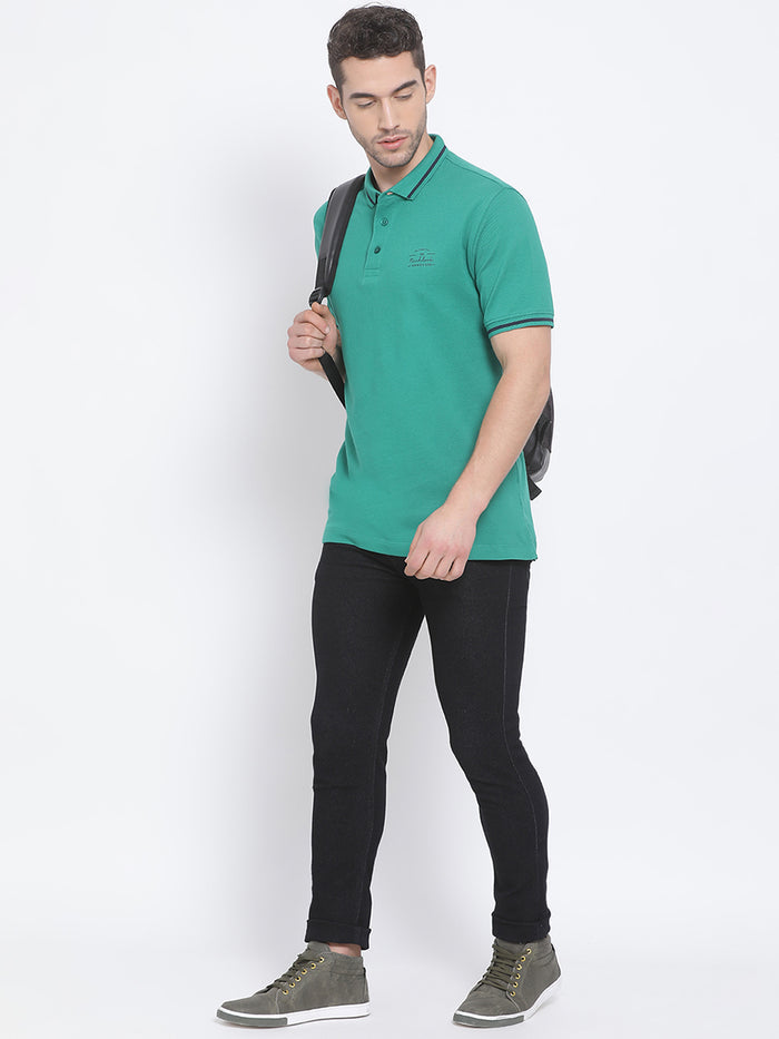 Men Green Regular Fit Polo T-Shirt