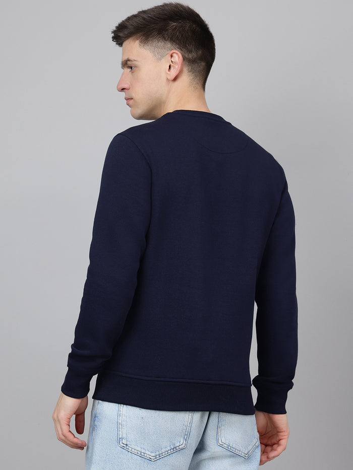 Men Navy Striped Regular Fit Sweatshirt
