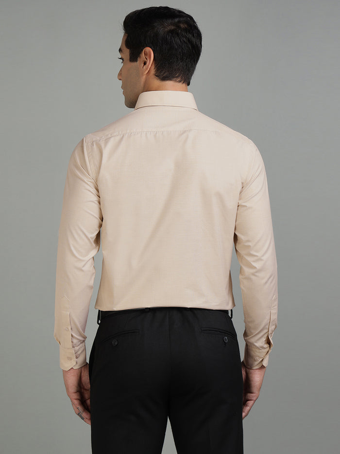 Men Solid Beige Cotton Formal Shirt