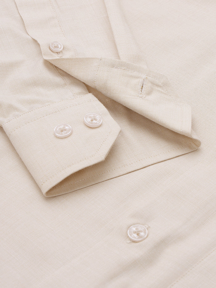 Men Solid Beige Cotton Formal Shirt