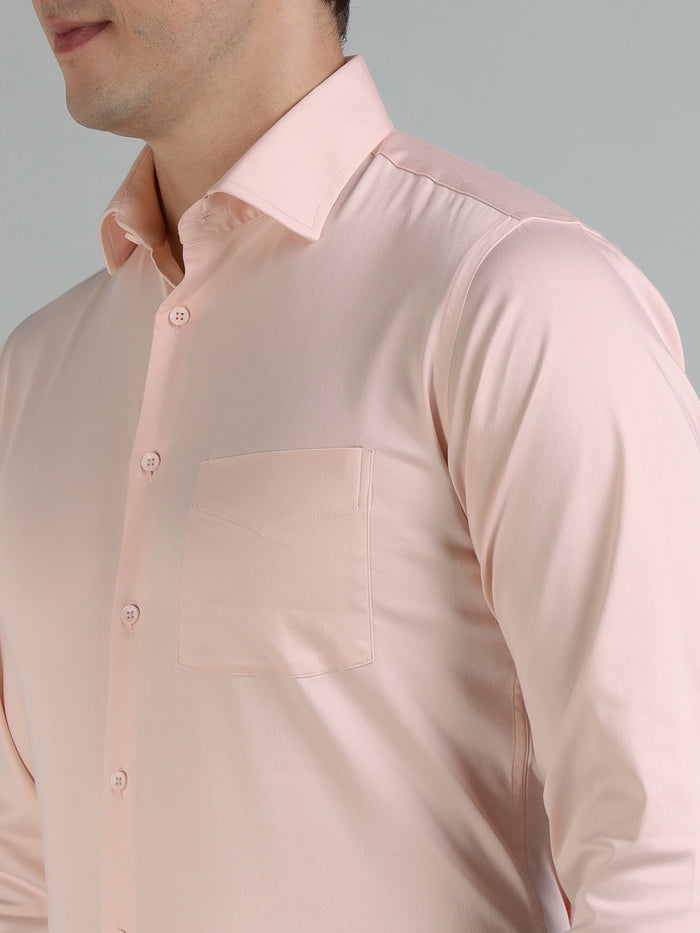 Men Solid Pink Cotton Formal Shirt