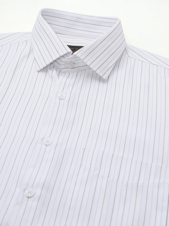 Men White Sky Stripe Cotton Formal Shirt