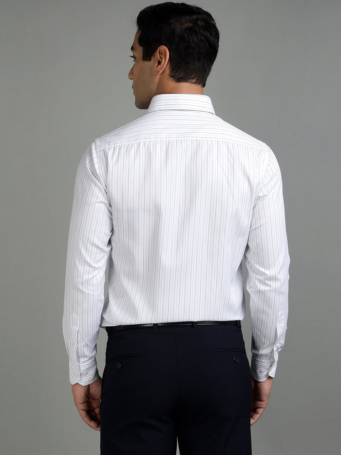 Men White Sky Stripe Cotton Formal Shirt