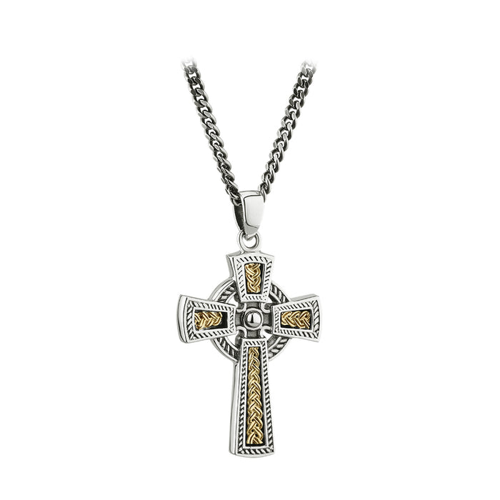 Solvar Silver & 10K Gold Oxidised Celtic Cross Pendant S46457