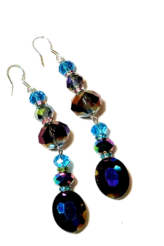 Style the Midnight Blue Oval Crystal Earring exclusively at Born To Glam