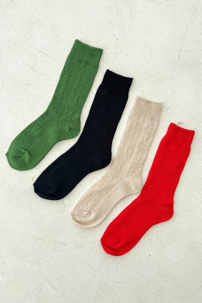 Modal Eyelet Socks - Oyster