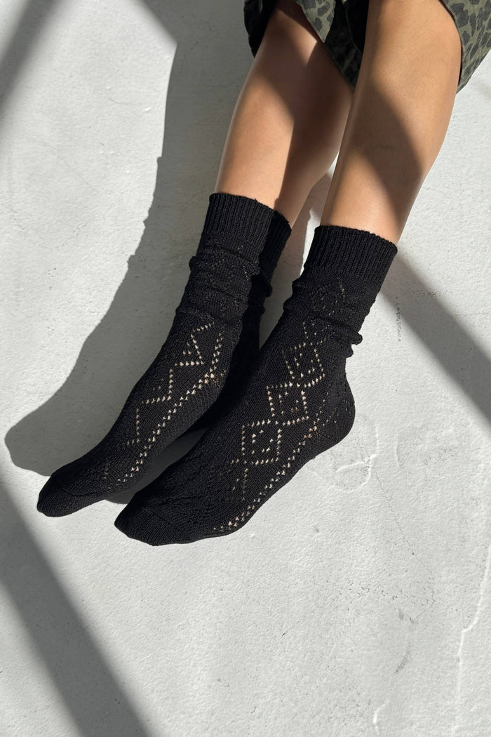 Modal Eyelet Socks - Oyster