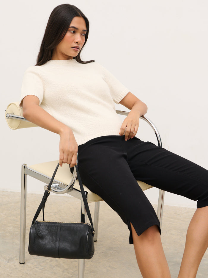 Candy Is 5'6" & Wears Size UK S|Molly Rustic Chunky Knit Top - Cream