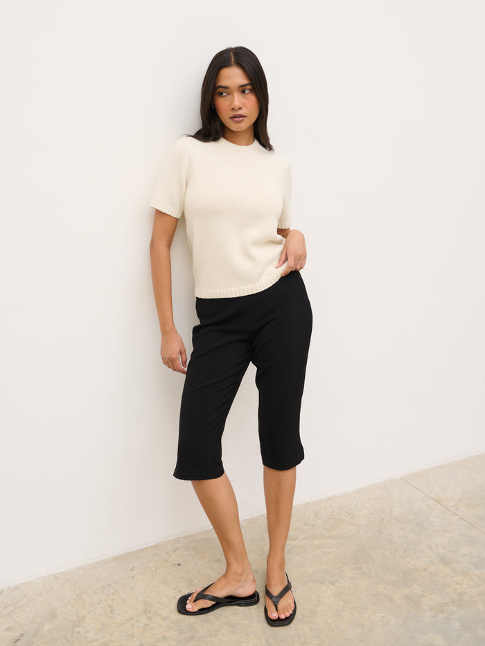 Candy Is 5'6" & Wears Size UK S|Molly Rustic Chunky Knit Top - Cream