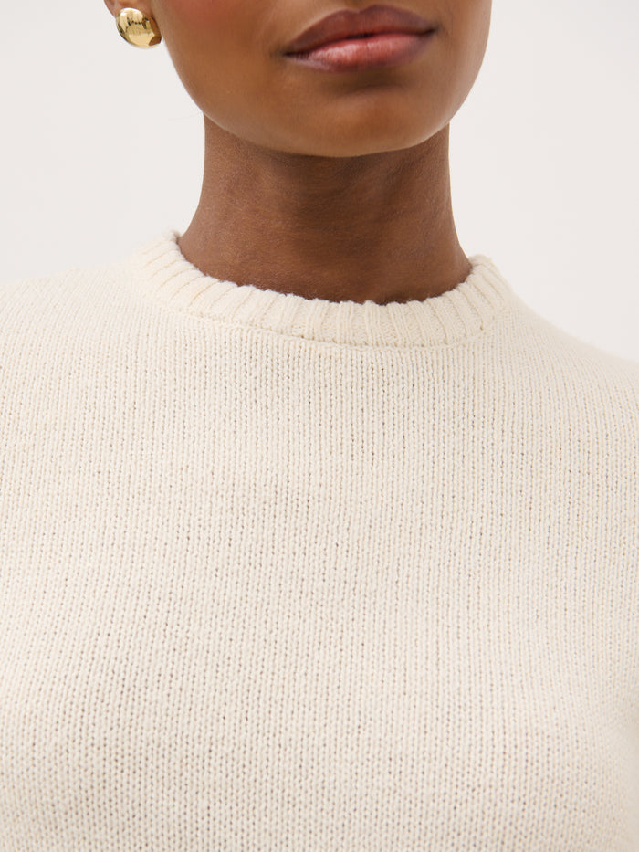 Candy Is 5'6" & Wears Size UK S|Molly Rustic Chunky Knit Top - Cream
