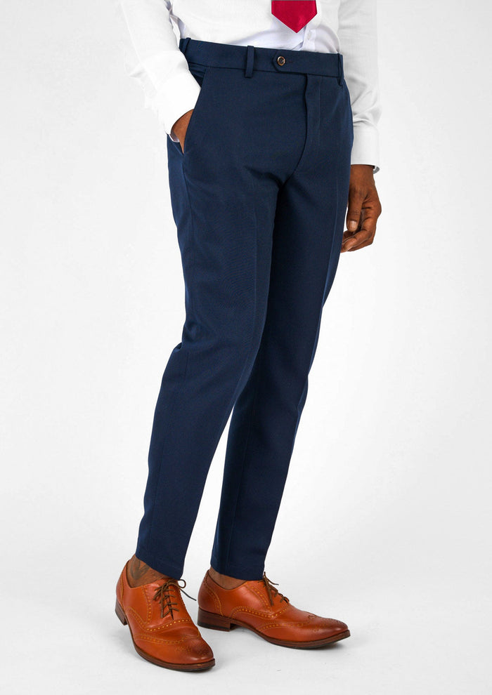 Navy Cotton Chino Pants - SARTORO