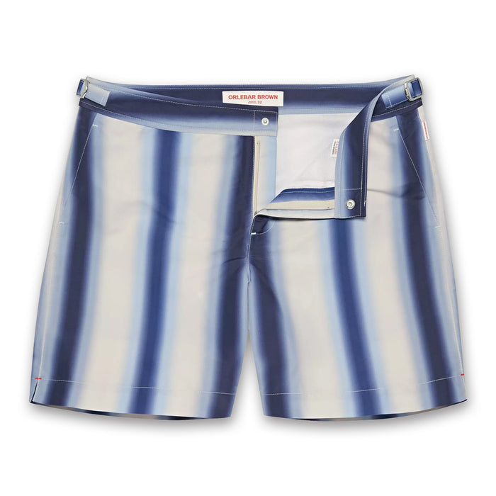 Orlebar Brown - Bulldog Striped Swim Shorts in Sea Mist - Nigel Clare