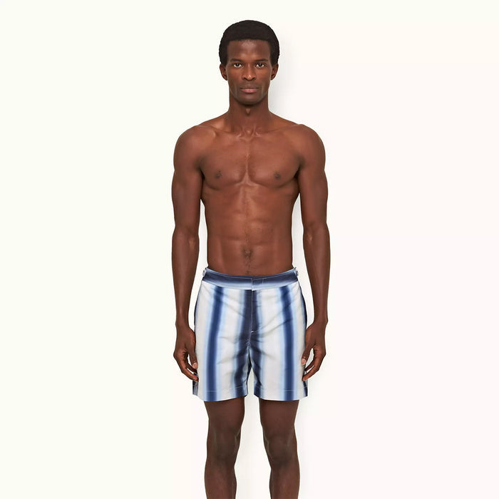 Orlebar Brown - Bulldog Striped Swim Shorts in Sea Mist - Nigel Clare