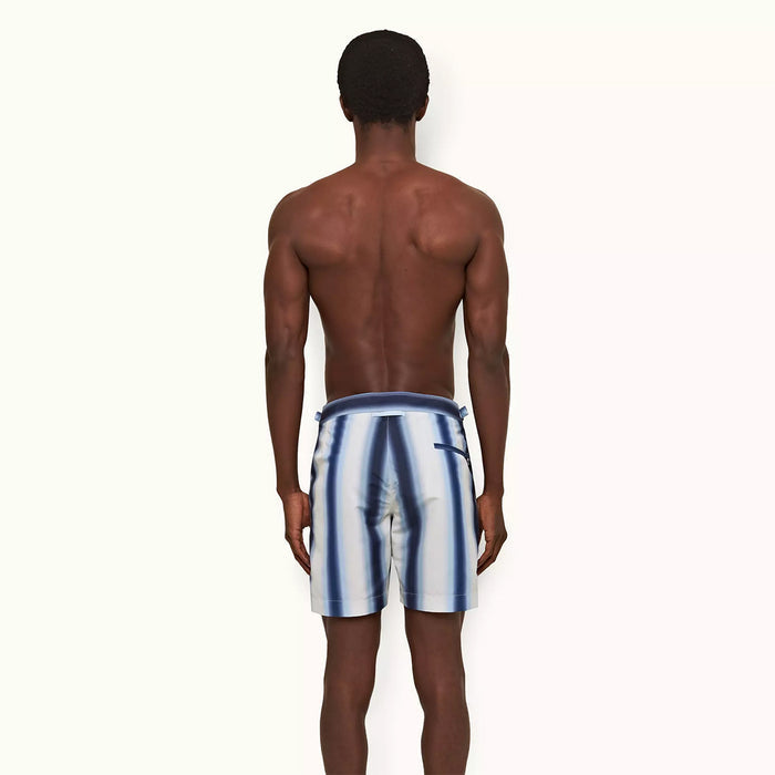 Orlebar Brown - Bulldog Striped Swim Shorts in Sea Mist - Nigel Clare
