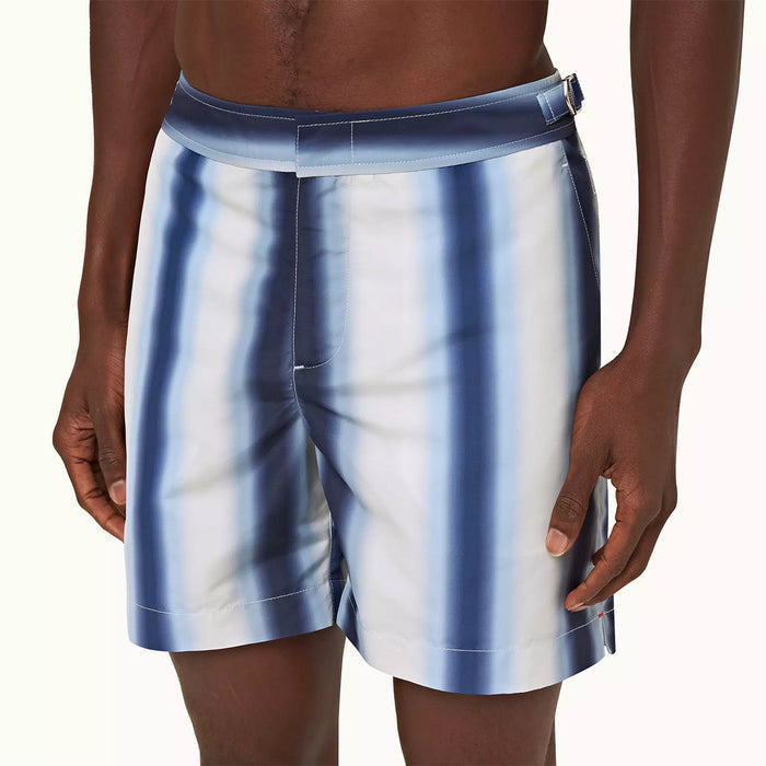 Orlebar Brown - Bulldog Striped Swim Shorts in Sea Mist - Nigel Clare