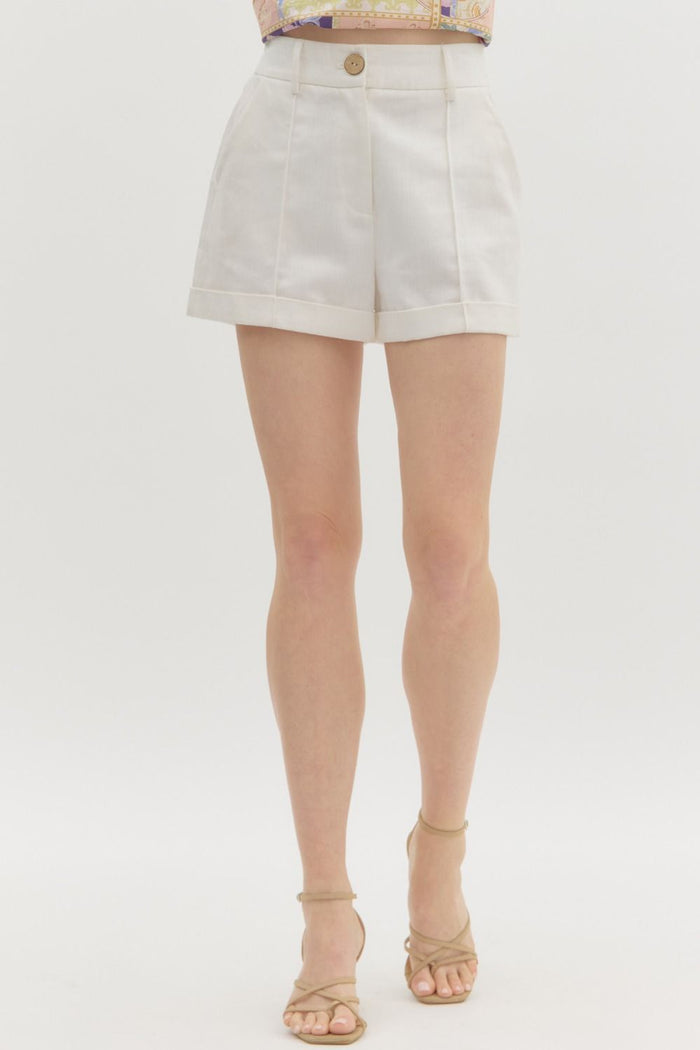 white twill denim shorts entro