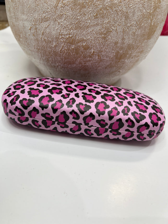 Petal Hard Glasses Case - Pink Leopard