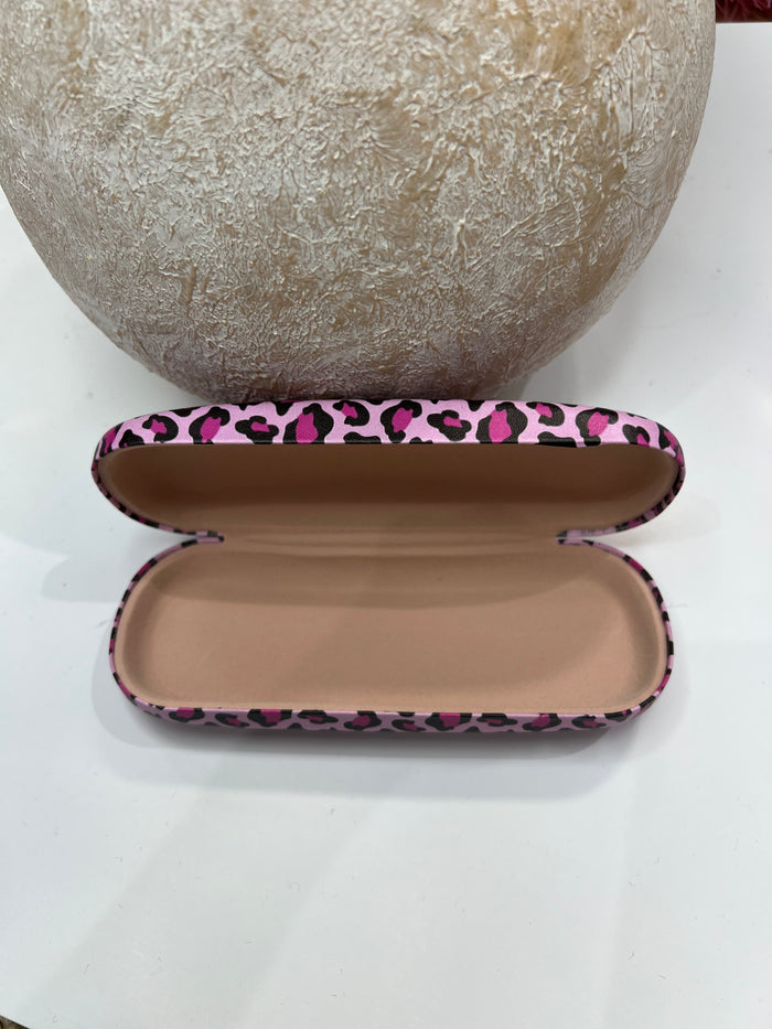 Petal Hard Glasses Case - Pink Leopard