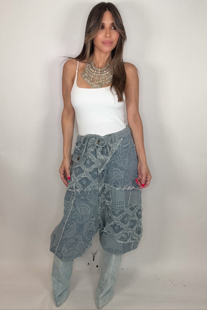 Style the Pol Denim Paisley Genie Jeans exclusively at Born To Glam