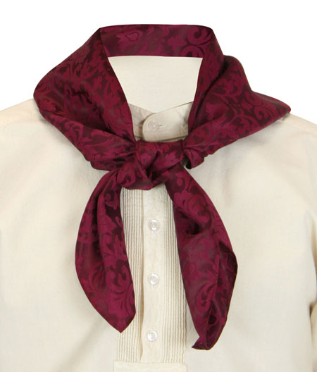 Premium Silk Blend Neckerchief - Burgundy Jacquard