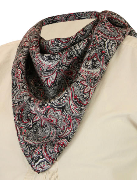 Premium Silk Paisley Neckerchief - Black/Burgundy