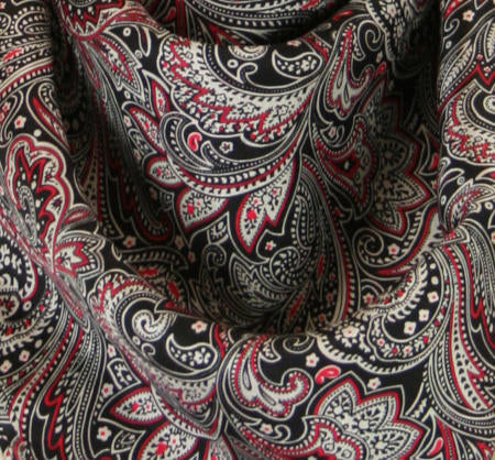Premium Silk Paisley Neckerchief - Black/Burgundy