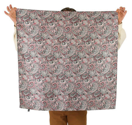 Premium Silk Paisley Neckerchief - Black/Burgundy