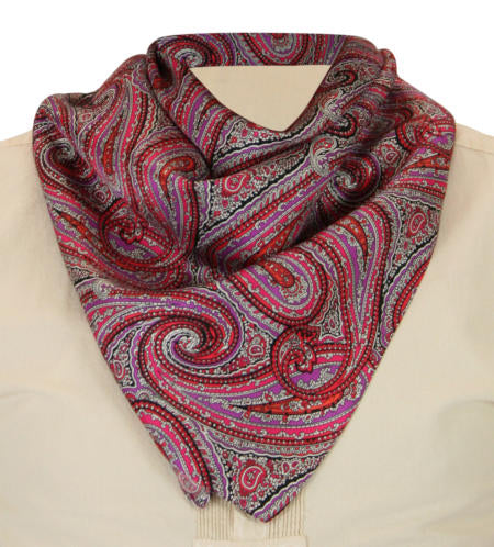 Premium Silk Paisley Neckerchief - Burgundy