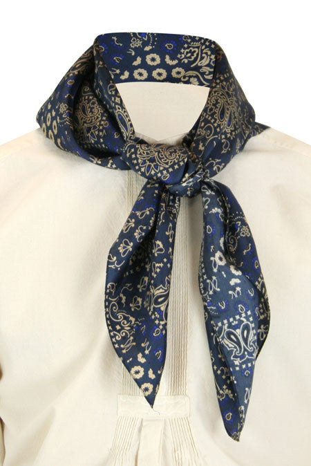 Premium Silk Paisley Neckerchief - Navy