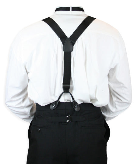 Premium Silk Suspenders - Black Satin Charmeuse