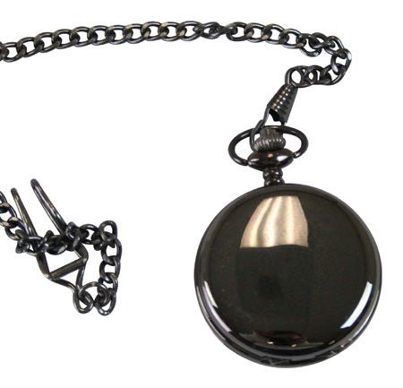 Black Pearl Quartz Pocket Watch with Chain