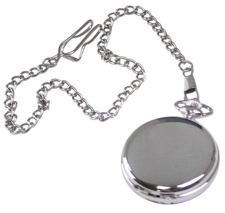 Silver Plated Quartz Pocket Watch with Chain