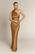Raye One Shoulder Dress in Caramel