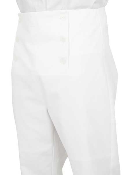 Regency Fall Front Trousers - White Twill