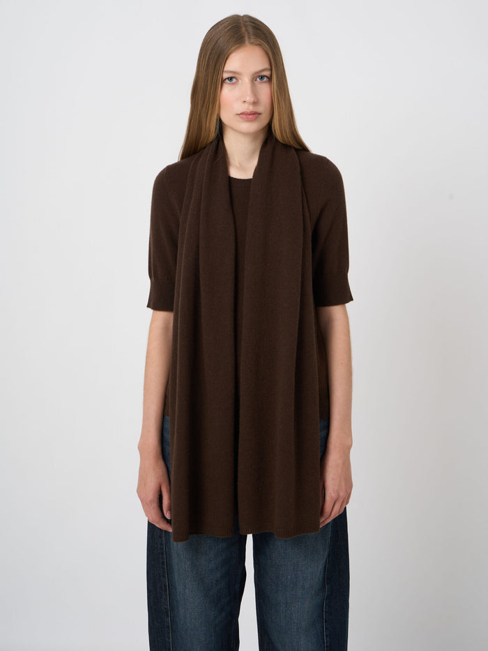 Repeat Organic Cashmere Knitted Scarf Chocolate