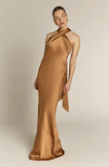 Copper bridesmaid dress in satin