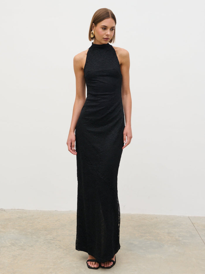 Soni Is 5'9" & Wears Size UK 6|Rosalee Lace Maxi Dress - Black