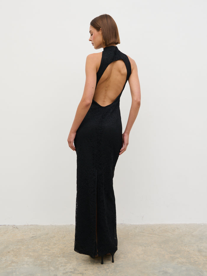 Soni Is 5'9" & Wears Size UK 6|Rosalee Lace Maxi Dress - Black