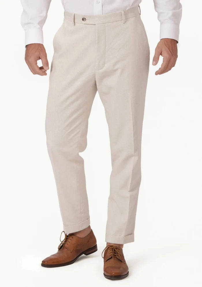 Sand Linen Blend Pants - SARTORO