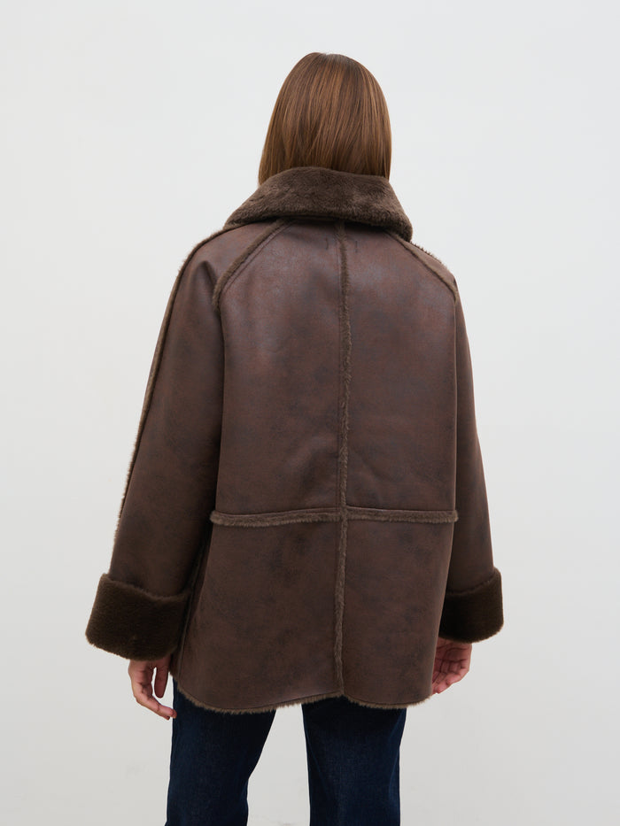 Soni Is 5'9" & Wears Size UK XS|Sawyer Aviator Coat - Brown