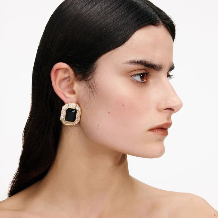 Self-Portrait Black Crystal Encrusted Earrings Black